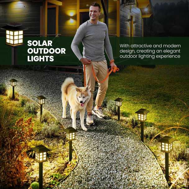 GIGALUMI Solar Outdoor Lights2 Pack LED Solar Lights Outdoor Waterproof Solar Walkway Lights Maintain 10 Hours of Lighting for Your Garden Landscape Path Yard Patio Driveway Plastic Black