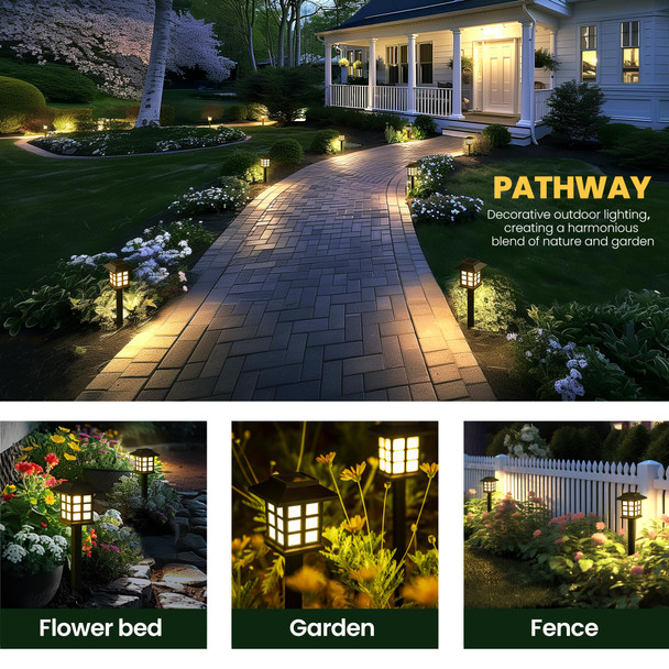 GIGALUMI Solar Outdoor Lights2 Pack LED Solar Lights Outdoor Waterproof Solar Walkway Lights Maintain 10 Hours of Lighting for Your Garden Landscape Path Yard Patio Driveway Plastic Black