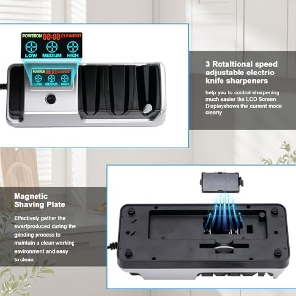 5 In 1 Electric Knife Sharpener Professional 3-Stage With Lcd Screen 100% Diamond Abrasives 3 Rotational Speed Adjustable Knife Sharpener For Straight Serrated Meat Cleaver Scissors 5 In 1 Electric Knife Sharpener Professional 3-Stage With Lcd Screen 100% Diamond Abrasives 3 Rotational Speed Adjustable Knife Sharpener For Straight Serrated Meat Cleaver Scissors