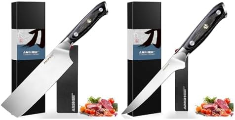 7 Inch Nakiri Cleaver Knife And 6 Inch Boning Knife Set With Sheath