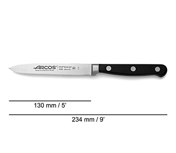 Arcos 5 Inch Forged Tomato Knife - Nitrum Stainless Steel - Pom Black Handle - Precision Forged From High Carbon Steel. Classic Series