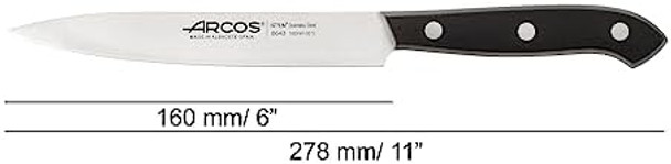 Arcos Kitchen Knife 6 Inch Nitrum Stainless Steel. 160 mm Blade. Polyoxymethylene (POM) Handle. Color Black