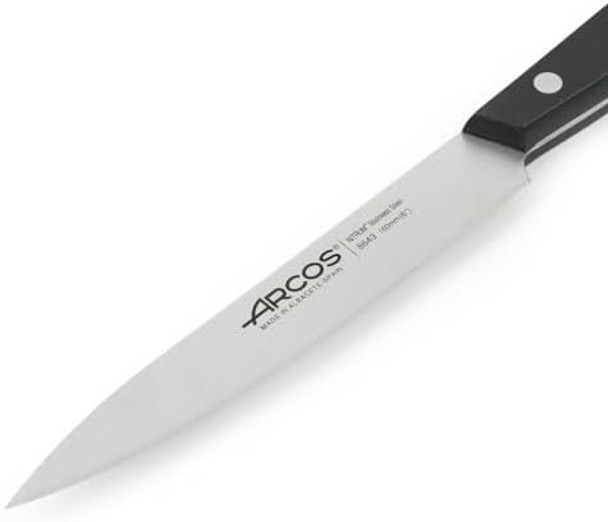 Arcos Kitchen Knife 6 Inch Nitrum Stainless Steel. 160 mm Blade. Polyoxymethylene (POM) Handle. Color Black