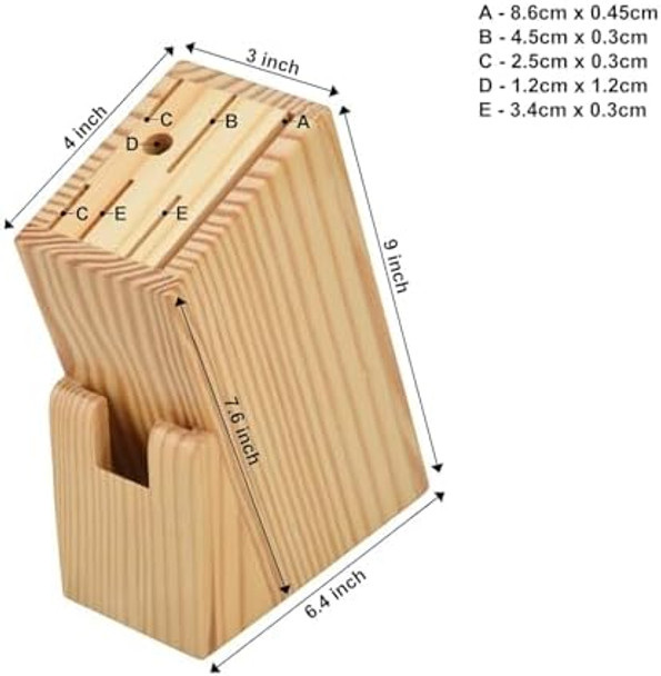 Mother'S Day s Wooden Knife Holder Stand For Kitchen With 6 Knife Slot 1 Sharpener Rod & Scissor Slot- Knife Holder For Kitchen Countertop Butcher Block Knife Stand