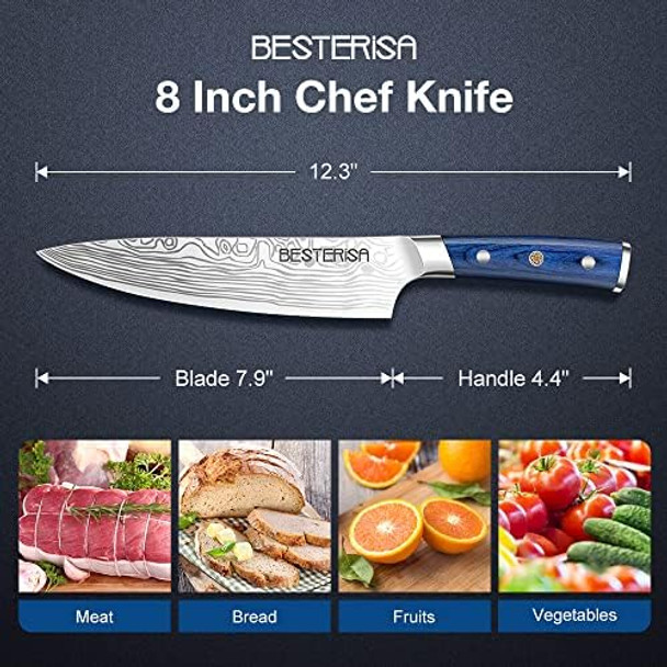 Chef Knife8 Inch Professional Chef Knife German Stainless Steelultra Sharp Vegetable Meat Cleaver Knife With Knife Guard Chef Knife8 Inch Professional Chef Knife German Stainless Steelultra Sharp Vegetable Meat Cleaver Knife With Knife Guard