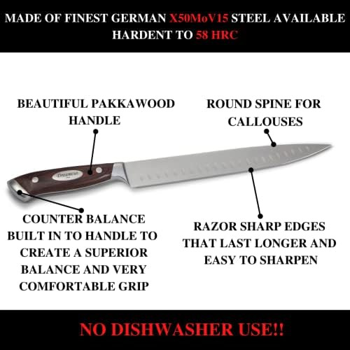 Bavarian Knife Works Premium Quality 7 Inches Asian Clever Rocking Chopper With Curved Cutting Edge Made Of German Steel Ergonomic Pakkawood Handle Light Weight Easy To Sharpen