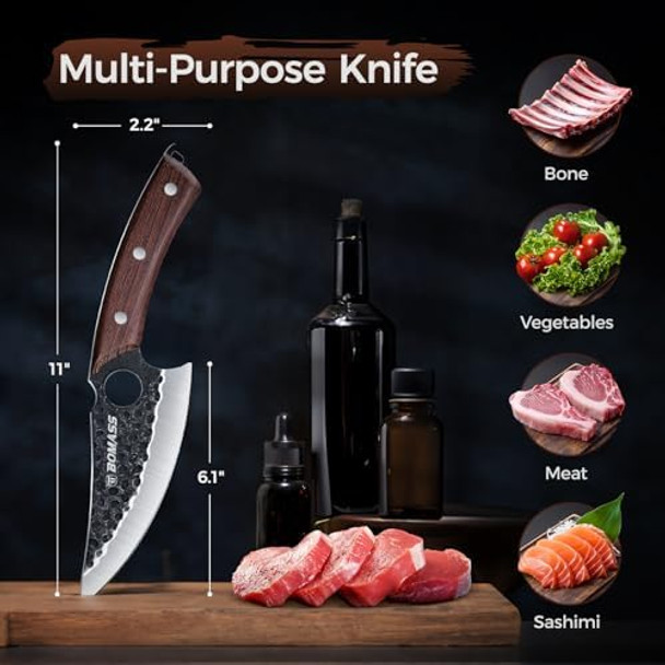 10.1-Inch Butcher Knife Hand Forged Kitchen Knife High Carbon Japanese Knife & Serbian Chef Knife & Boning Knife For Meat Cutting