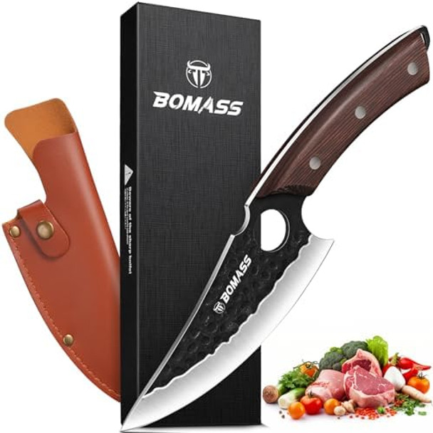 11.2-Inch Butcher Chef Knife Hand Forged Kitchen Knives High Carbon Boning Knife For Meat Cutting With Sheath Knives For Men