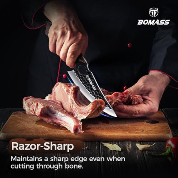 11.2-Inch Butcher Chef Knife Hand Forged Kitchen Knives High Carbon Boning Knife For Meat Cutting With Sheath Knives For Men