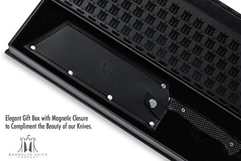 Brooklyn Knife Co. Cleaver Nakiri Butcher Knife - Carbon Fiber Series - Japanese Aus-08 Hc Super Steel -Sheath 7-Inch