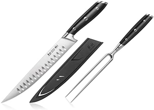 Cangshan Alps Series 502803 German Steel Forged 2-Piece Carving Set With Sheaths Black
