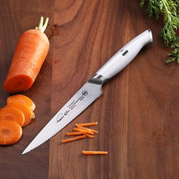 Cangshan Thomas Keller Signature Collection Swedish Powder Steel Forged 5-Inch Serrated Utility Knife White