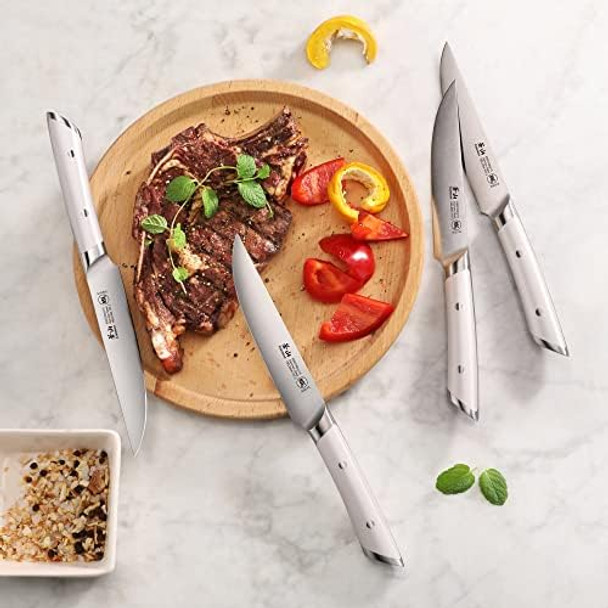 Cangshan Helena Series German Steel Forged 4-Piece Fine-Edge Steak Knife Set (White)