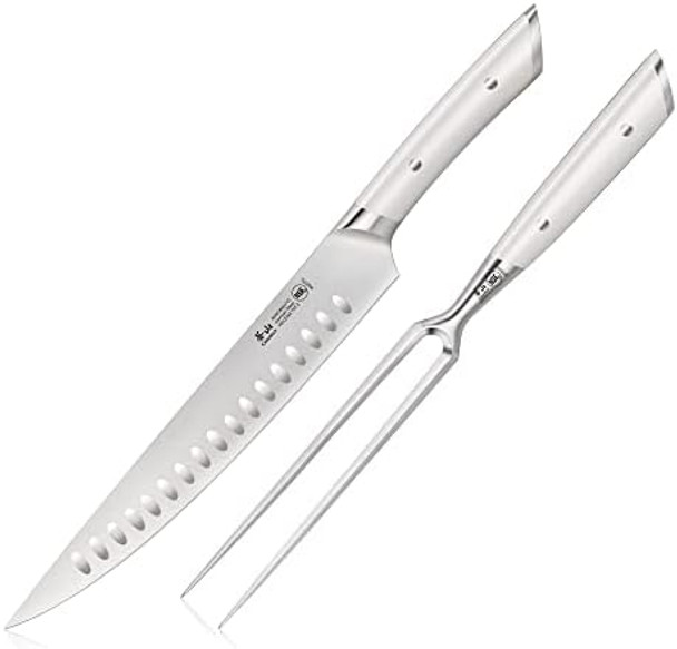 Cangshan Helena Series German Steel Forged 2-Piece Carving Set (White)