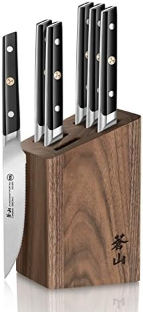 Cangshan Tc Series 1022247 Swedish 14C28N Steel Forged 6-Piece Steak Knife Block Set Walnut
