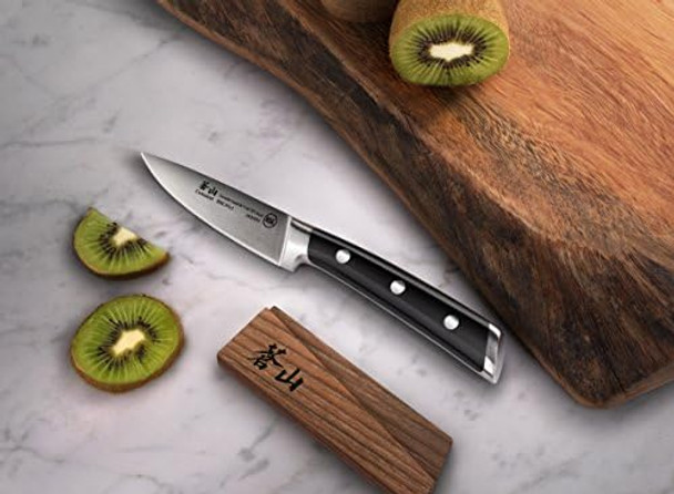 Cangshan Ts Series 1020601 Swedish 14C28N Steel Forged 3.5-Inch Paring Knife And Wood Sheath Set