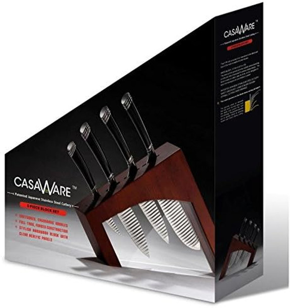 Casaware 5Pc Knife Block Set (All Purpose Chef Serrated Utility Paring Knife Block) (Black) Casaware 5Pc Knife Block Set (All Purpose Chef Serrated Utility Paring Knife Block) (Black)