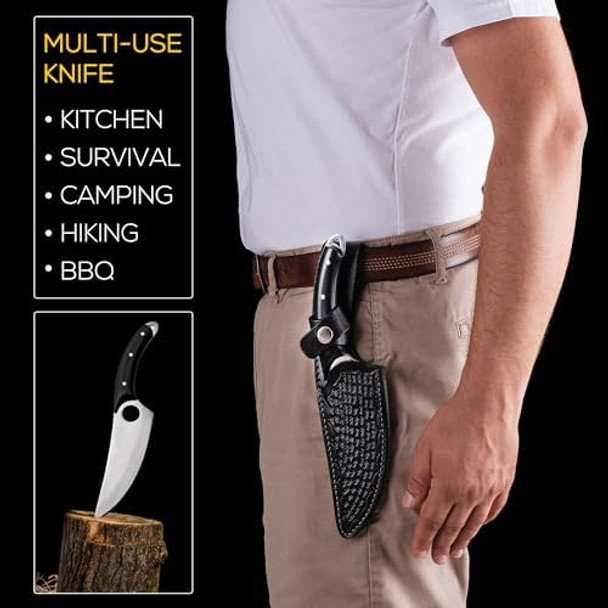 Crystalia Chefs Knife Handmade Butcher Cleaver Knife For Meat Cutting Hand Forged Boning Knife With Sheath Caveman Style Viking Knives For Kitchen Bbq Camping Or Outdoor 11 Inches