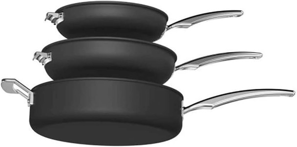 Cuisinart N61-11 Nonstick Hard-Anodized Nesting Cookware Set 11 Piece Black