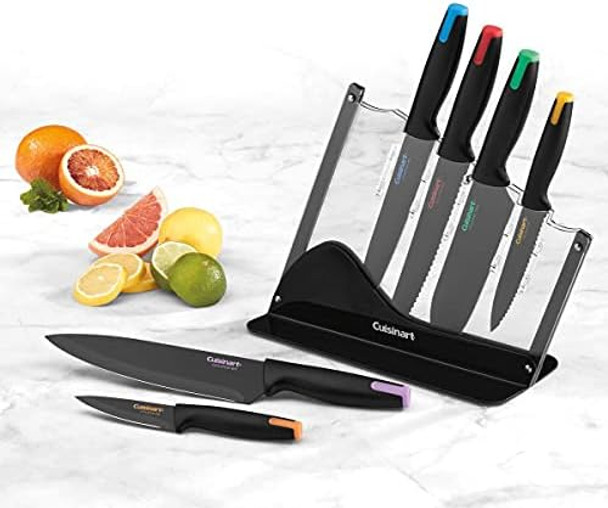 Cuisinart Advantage Nonstick Ceramic-Coated Knife Set 7-Piece Acrylic Block Stainless Steel Knives For Precise Cutting Durable Kitchen Knife Set With Ergonomic Handles C55-7Pce Cuisinart Advantage Nonstick Ceramic-Coated Knife Set 7-Piece Acrylic Block Stainless Steel Knives For Precise Cutting Durable Kitchen Knife Set With Ergonomic Handles C55-7Pce