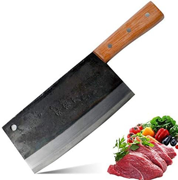 Dengjia 7.6-Inch Blade Ultra-Sharp Composite High Carbon Steel Handmade Forged Vegetable Knife Chinese Knife No-Slip Labor-Saving Wooden Handle Meat Cleavers Dengjia 7.6-Inch Blade Ultra-Sharp Composite High Carbon Steel Handmade Forged Vegetable Knife Chinese Knife No-Slip Labor-Saving Wooden Handle Meat Cleavers