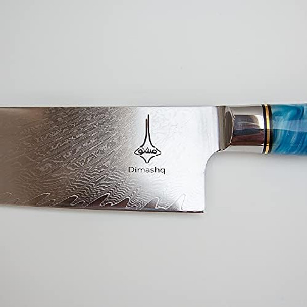 Damascus Heavy Duty Kitchen Chef Knife [9.5 Inches] Sharp Japanese Steel Blade Vg-10 With Resin + Color Wood Handle Kitchen Knives - Chef Knife Cooking Tools/Home/