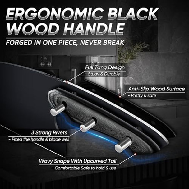 Dream Reach Butcher Knife Set - 3Pcs Black Cleaver Knives Kit For Meat Cutting Bbq Outdoor Hand Forged Serbian Chef Cleaver For Mother Father Idea