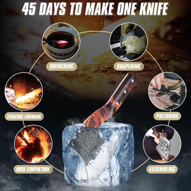 Dream Reach Meat Cleaver Knife Heavy Duty Bone Chopper With Cover Viking Knives Butcher Knife Forged Boning Knives With Sheath For Kitchen Camping Bbq