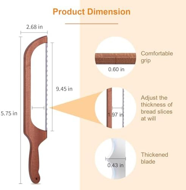 Sourdough Bread Knife 3Rd Generation Wooden Bread Slicer For Homemade Bread Elegant Bow Bread Cutter Professional Bread Saw For Even Slicing Sourdough Bread Knife 3Rd Generation Wooden Bread Slicer For Homemade Bread Elegant Bow Bread Cutter Professional Bread Saw For Even Slicing