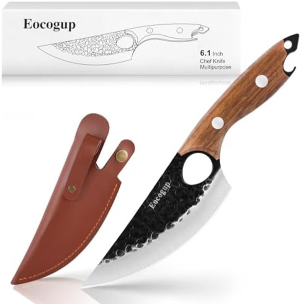 Chef Knife 11.1 Inch With Leather Sheath - Multipurpose Sharp Kitchen Knife Capable Of Opening Beer BottlesJapanese Butcher Knife For HomeOutdoorAnd Camping UseSuitable For Women Men