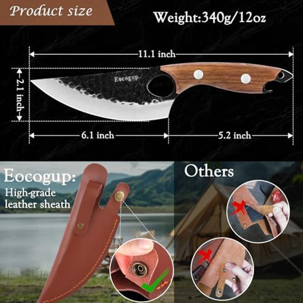 Chef Knife 11.1 Inch With Leather Sheath - Multipurpose Sharp Kitchen Knife Capable Of Opening Beer BottlesJapanese Butcher Knife For HomeOutdoorAnd Camping UseSuitable For Women Men