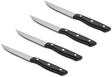 Farberware Triple-Riveted 4-Piece Steak Knife Set High-Carbon Stainless Steel Razor-Sharp Knives Kitchen Knives Set Of 4 Black
