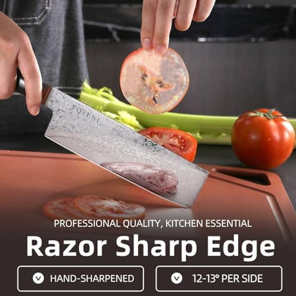 Nakiri Knife - 6.5 Inch Sharp Japanese Chef Knife High Carbon Stainless Steel Meat And Vegetable Knife With Ergonomic Handle Multipurpose Kitchen Knife For Effortless Chopping And Slicing