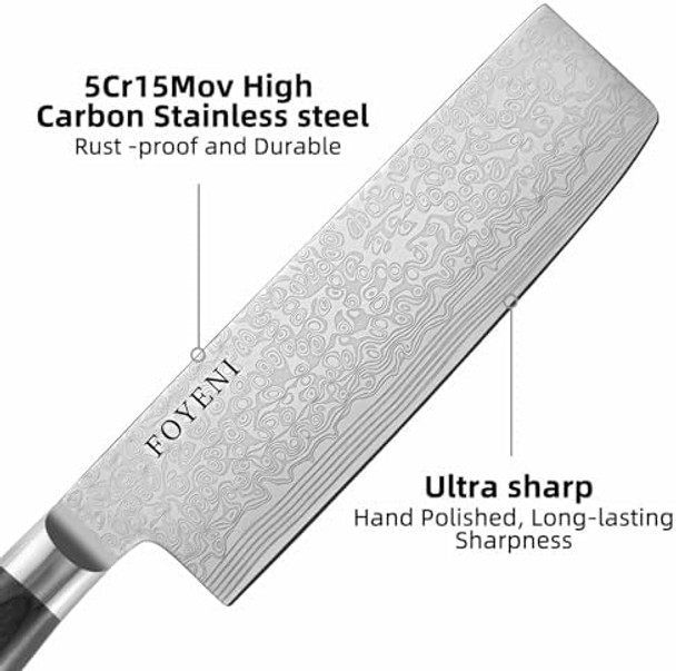 Nakiri Knife - 6.5 Inch Sharp Japanese Chef Knife High Carbon Stainless Steel Meat And Vegetable Knife With Ergonomic Handle Multipurpose Kitchen Knife For Effortless Chopping And Slicing