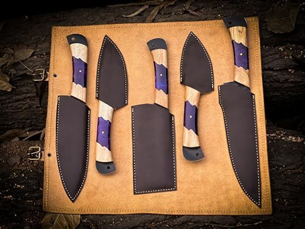 Gladius Crafts'' Premium Handcrafted Stainless Steel Culinary Collection – Meticulously Crafted Chef’S Knives Set With Sturdy Wooden Handle A Full Tang Blade With A Leather Roll-Up Storage Case