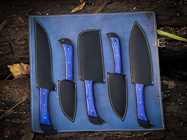 Gladius Crafts'' Premium Handcrafted Stainless Steel Culinary Collection – Meticulously Crafted Chef’S Knives Set With Sturdy Wooden Handle A Full Tang Blade With A Leather Roll-Up Storage Case
