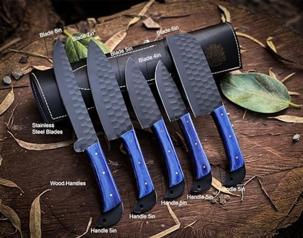 Gladius Crafts'' Premium Handcrafted Stainless Steel Culinary Collection – Meticulously Crafted Chef’S Knives Set With Sturdy Wooden Handle A Full Tang Blade With A Leather Roll-Up Storage Case