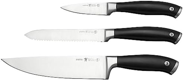 Henckels Forged Elite Razor-Sharp 3-Piece Kitchen Knife Set Chef Knife Paring Knife Bread Knife German Engineered Informed By 100+ Years Of Mastery