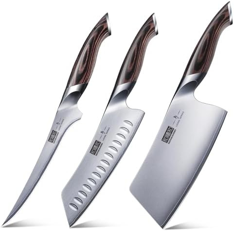 Ultra Sharp Japanese High Carbon Steel Vegetable Meat Cleaver & High Carbon Stainless Steel Kitchen Knife & Professional Japanese Fish Knife For Meat Poultry Cutting