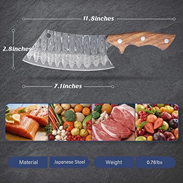 Huusk Japan Knife Hand Forged Butcher Knife For Meat Cutting Japanese Meat Cleaver Kitchen Knife With Sheath Hand Forged Chopping Knife With Full Tang Handle For Camping s Idea Men