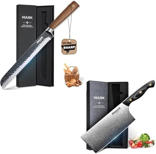 Huusk Serrated Bread Knife 8 Inch Damascus Cleaver Knife 7 Inch Apanese Bread Cutting Knife Itchen Knife With Wood Handle For Chopper Vegetables With Box For Mom Dad Huusk Serrated Bread Knife 8 Inch Damascus Cleaver Knife 7 Inch Apanese Bread Cutting Knife Itchen Knife With Wood Handle For Chopper Vegetables With Box For Mom Dad
