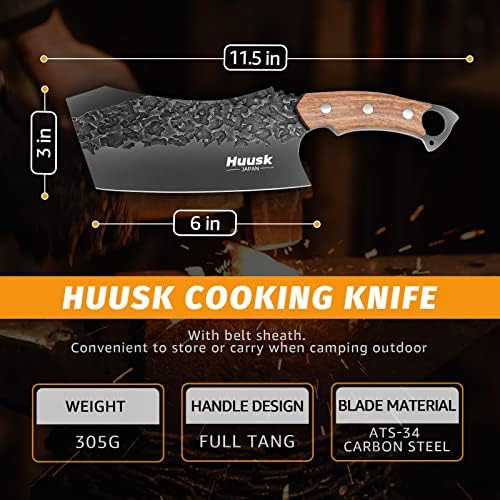 Huusk Collectible Knives Set Slicing Knife & Meat Cleaver Knife With Belt Sheath And Box