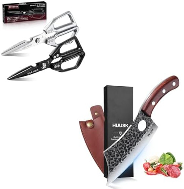 Huusk Meat Cleaver Knife Hand Forged Butcher Knife For Meat Cutting Full Tang Viking Knife With Sheath Japanese Chef Knives Kitchen Scissors For Meat Chicken Bones And Turkey Huusk Meat Cleaver Knife Hand Forged Butcher Knife For Meat Cutting Full Tang Viking Knife With Sheath Japanese Chef Knives Kitchen Scissors For Meat Chicken Bones And Turkey