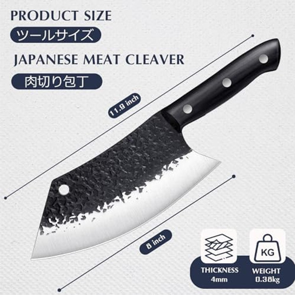 Huusk Hand Forged Meat Cleaver Japanese Kiritsuke Chef Knife