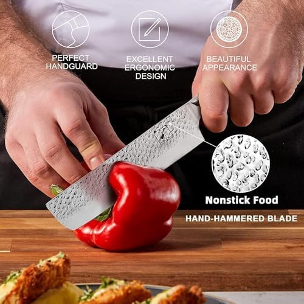 Imarku 7-Inch Nakiri Knife Vegetable Meat Cleaver Knife With Ergonomic Handle Chef Knife - 8 Inch Home Essentials Sharp Kitchen Knife