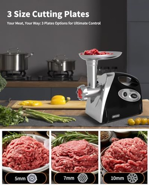 Electric Meat Grinder With Handle Sausage Stuffer Maker Heavy Duty Meat Mincer With 3 Stainless Steel Cutting Blades 3 Grinding Plates 1 Sausage Maker & Kubbe Kit For Home Kitchen Use