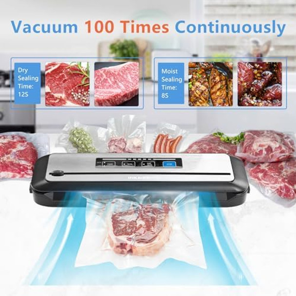 Inkbird Vacuum Sealer Machine With Starter Kit Automatic Powervac Air Sealing Machine For Food Preservation Dry & Moist Sealing ModesBuilt-In CutterEasy Cleaning Storage