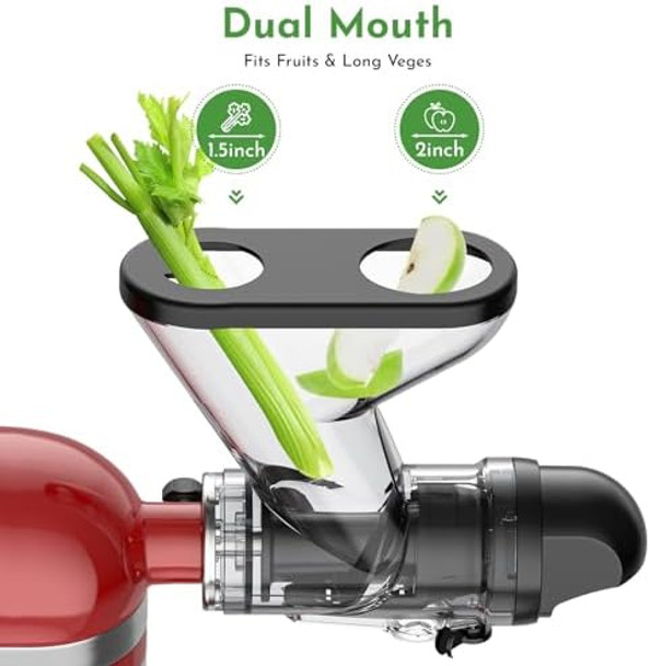 Masticating Juicer Attachment For Kitchenaid Stand Mixer Cold Pressed Juicer Machine Slow Masticating With Dual Feed Chute Bladeless Design Max Nutrient Retention Easy Clean By Innomoon