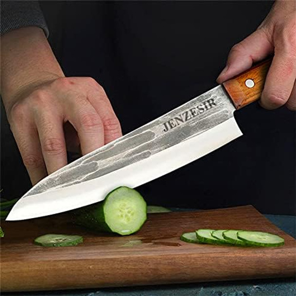 8 Inch Professional Japanese Chef Knifehandmade Forged Gyuto Cleaver 3 Layer 8Cr13Mov Clad Steel W/Octagon Handle Sushi Knife For Home Kitchen & Restaurant