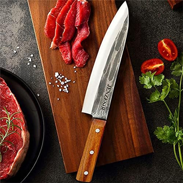 8 Inch Professional Japanese Chef Knifehandmade Forged Gyuto Cleaver 3 Layer 8Cr13Mov Clad Steel W/Octagon Handle Sushi Knife For Home Kitchen & Restaurant